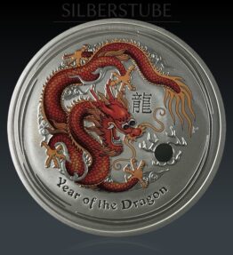5 Oz Australien Lunar 2 Drache 2012 Silber rot - Coloriert